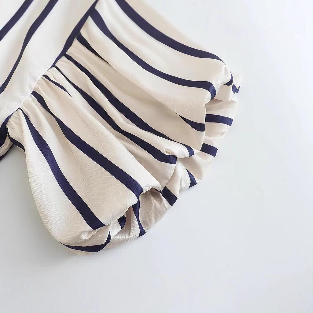 Spring 2025 Women's European & American Style Loose Puff Sleeve Print Shirt