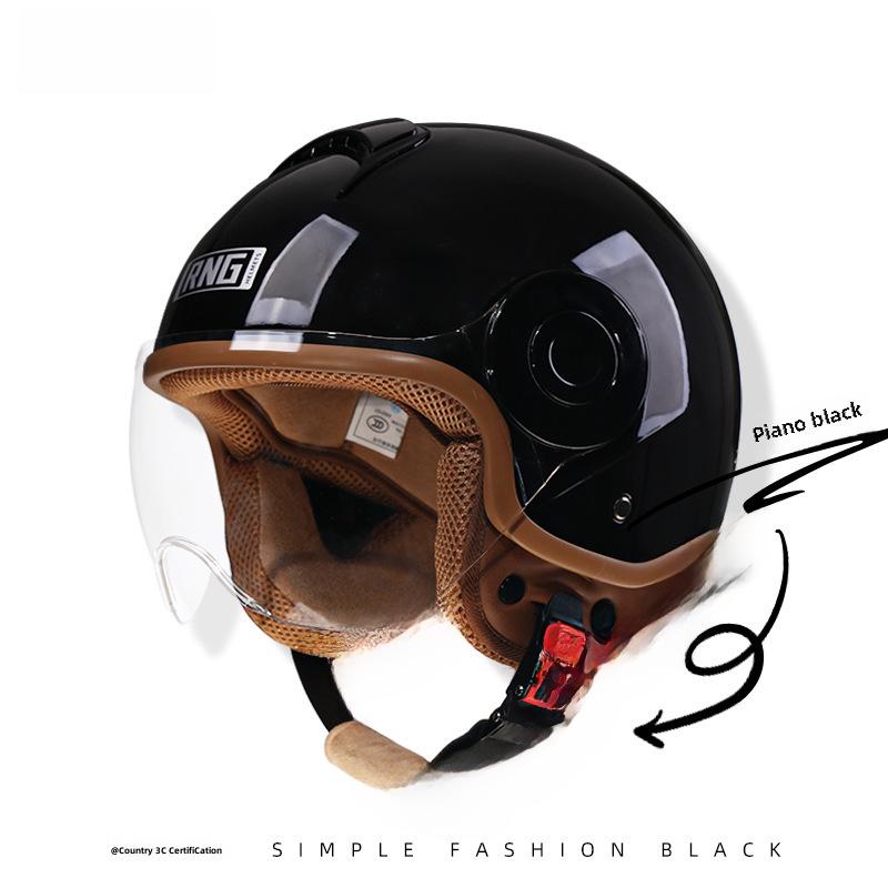 RNG 3C-Certified Retro 3/4 Motorcycle Helmet for Men & Women