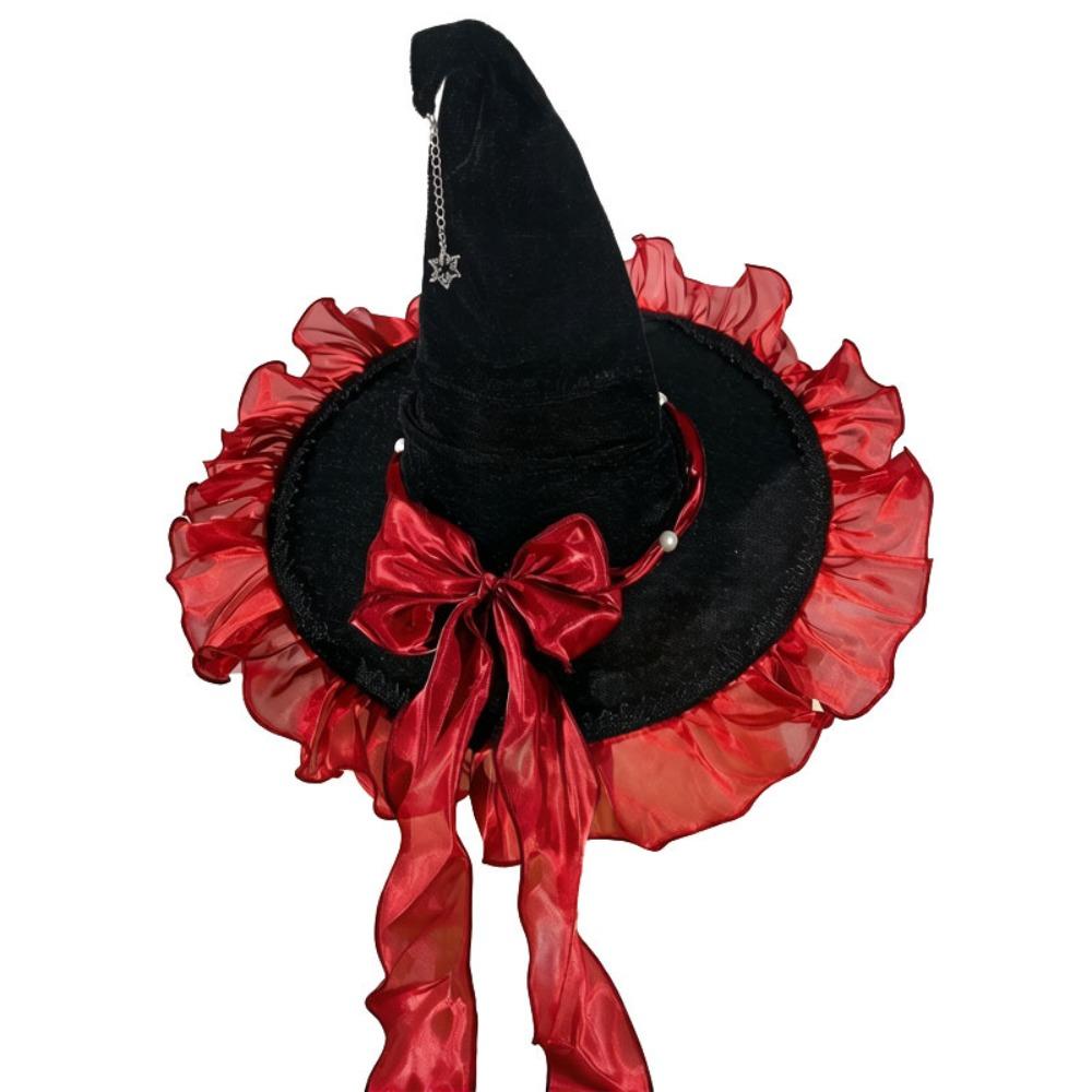 Lace Lolita Witch Hat Star Pendant Wizard Cap Party Props Halloween Hat Cosplay Event