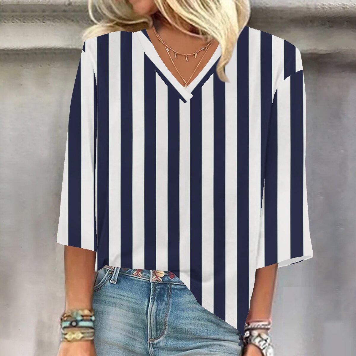 2023 Весенне-осенний новый модный топ с рукавом 3/4 и принтом