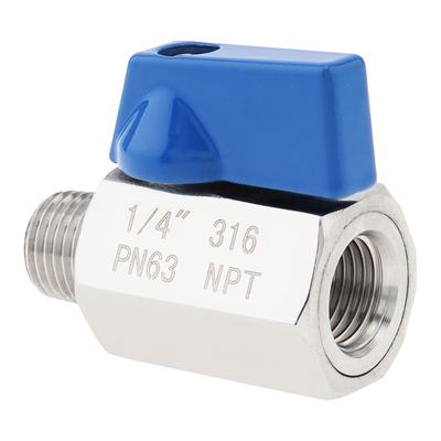 Robinet sferic mini filet NPT femelă/mascul 1/4 inch, oțel inoxidabil 316, pentru apă / rezervor motocicletă, Robinet de închidere sferic rezistent