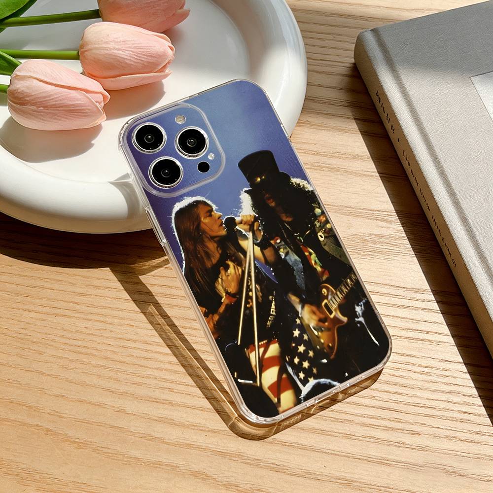 G-Guns N  R-Roses Rock Icon Shell Phone Case For iPhone 17 16 15 14 13 12 11 Mini Pro Max Plus Transparent Cover iPhone13PROMAX