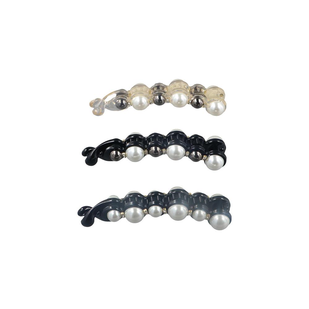 Crabs Crystal Pearl Hairpins Ponytail Holder Vertical Clamp Korean Hair Clips Women Banana Clips