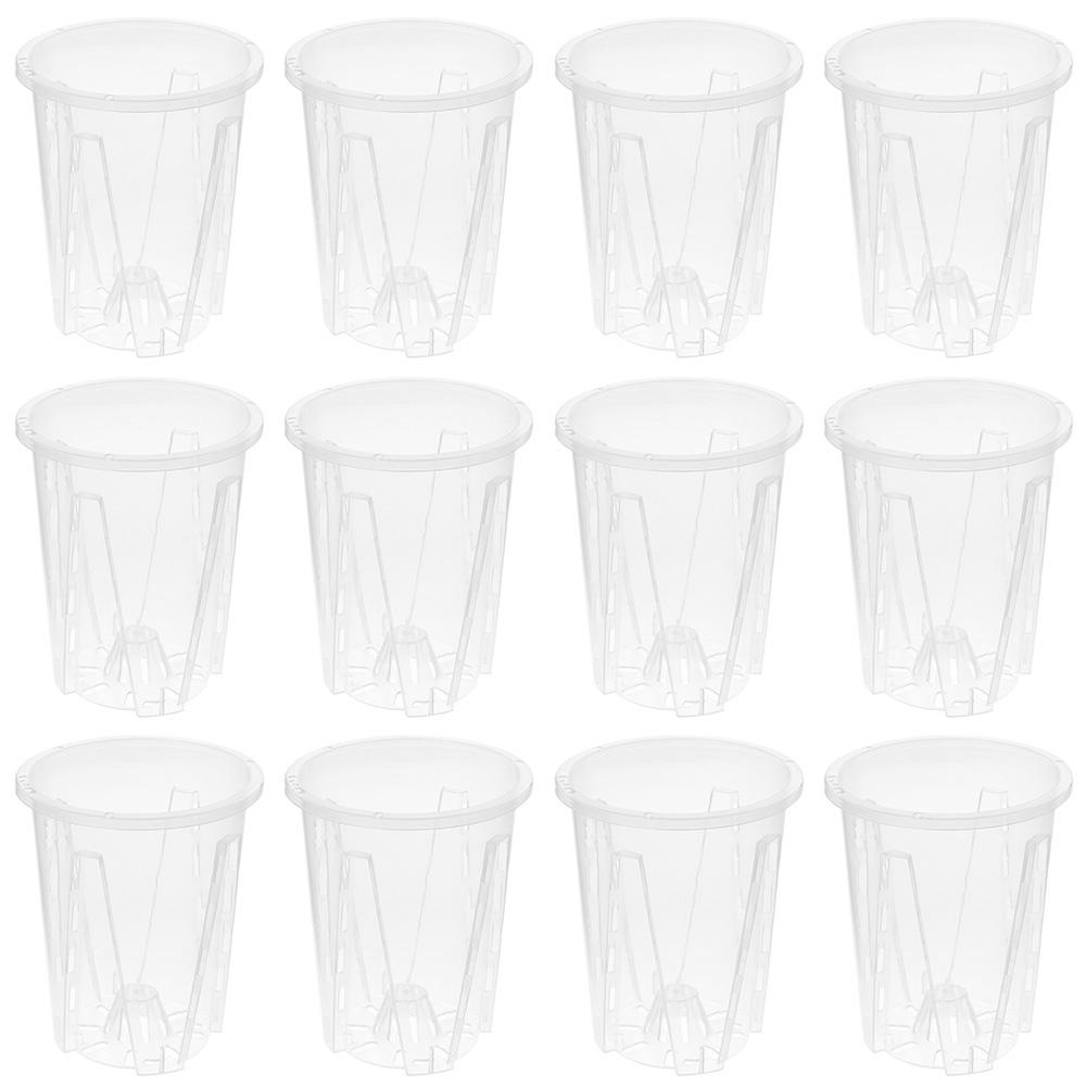 12pcs Plastic Plant Pot with Holes Clear Garden Pots Accessories Orchid Pot Indoor Repotting