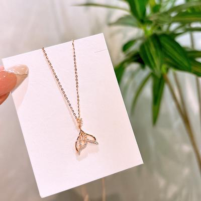 Hollow Micro-insert Fish Tail Necklace Light Luxury Niche Women Ins Korean Version Clavicle Chain Necklace High-end