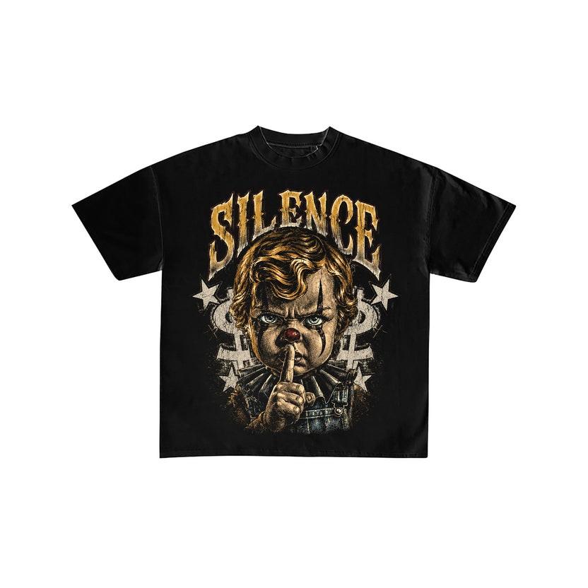 Silence Clown Boy Black Graphic T-Shirt XXXL