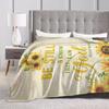 [Inspirational Blanket] Soft Inspirational Sunflower Flannel Blanket | 1pc Throw with Psalm 46:10 Verse - Cozy & Tear-Resistant