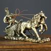 1Pcs Roman Cavalry Knight Retro Resin Sculpture Ancient Warrior Statue On Horseback Classic Home Office Desk Decoration History