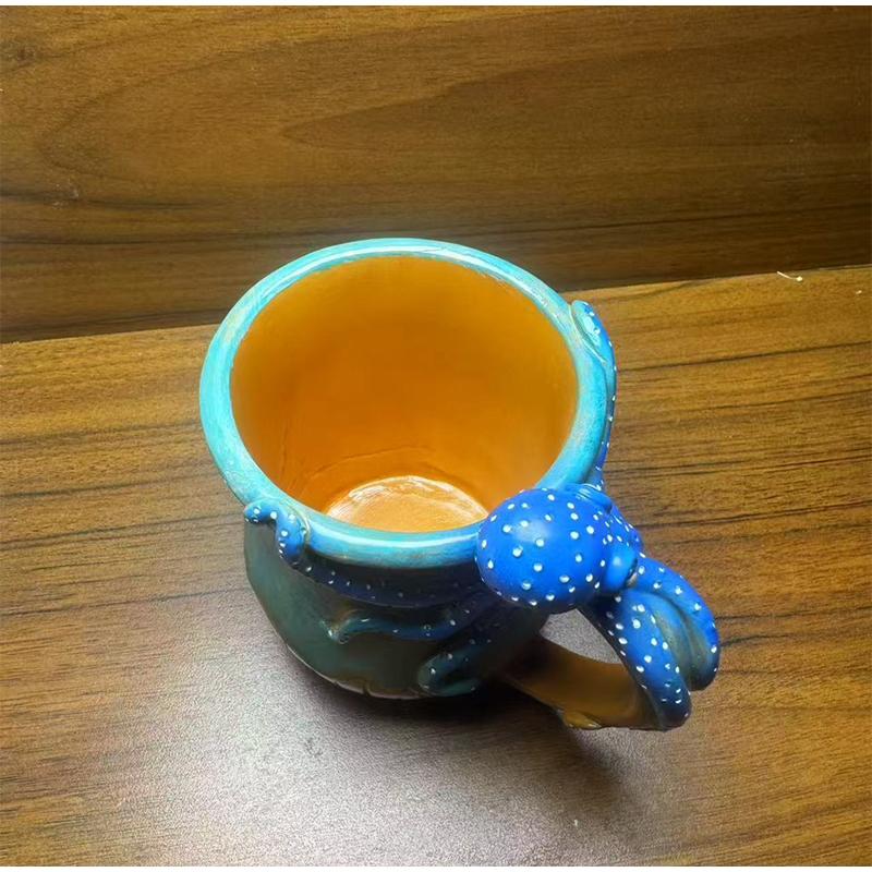 Morskie Stworzenia Ośmiornica Kubek Ozdoba 3D Ośmiornica Zabawna Ceramiczna Filiżanka do Kawy Ręcznie robiona Statuetka Filiżanka w Kształcie Ośmiornicy Prezent dla Miłośnika Oceanu