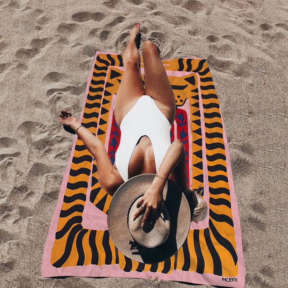 Egypt Colorful Abstract Tiger And Leopard Beach Towel Colorful Bath Towels For Girl Microfiber Quick Dry Sand Free Beach