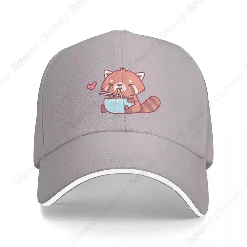 Cute Little Red Panda Eating Ramen Bucket Hat Baseball Cap Sun Hat Streetwear Designer Hat Mens Women's
