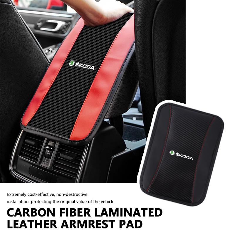 GQEW9 For Skoda Car Armrest Mat Center Console Arm Rest Protection Cushion Kamiq Karoq Octavia 2 3 Rapid Scala Kami Fabia VII VRS