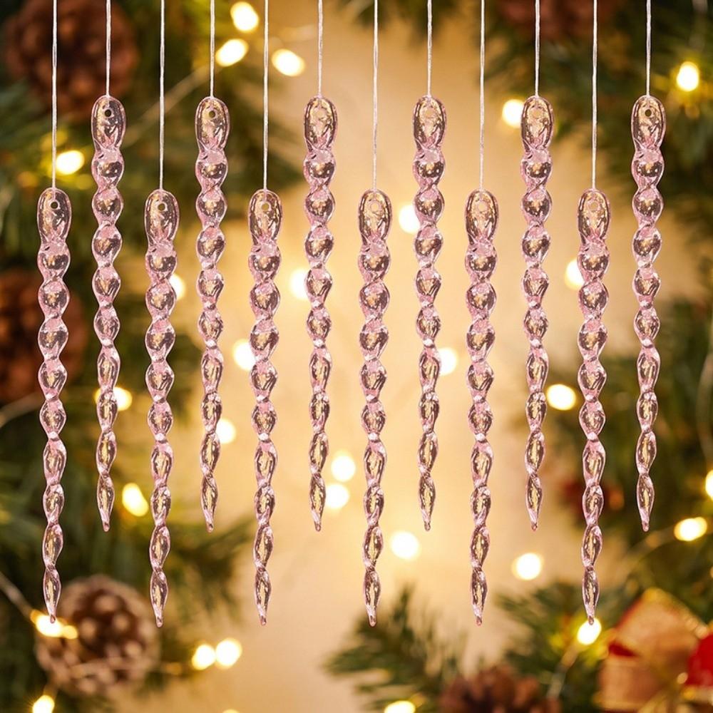 12Pcs Transparent Acrylic Christmas Hanging Icicle Decorations Pendant Holiday Party