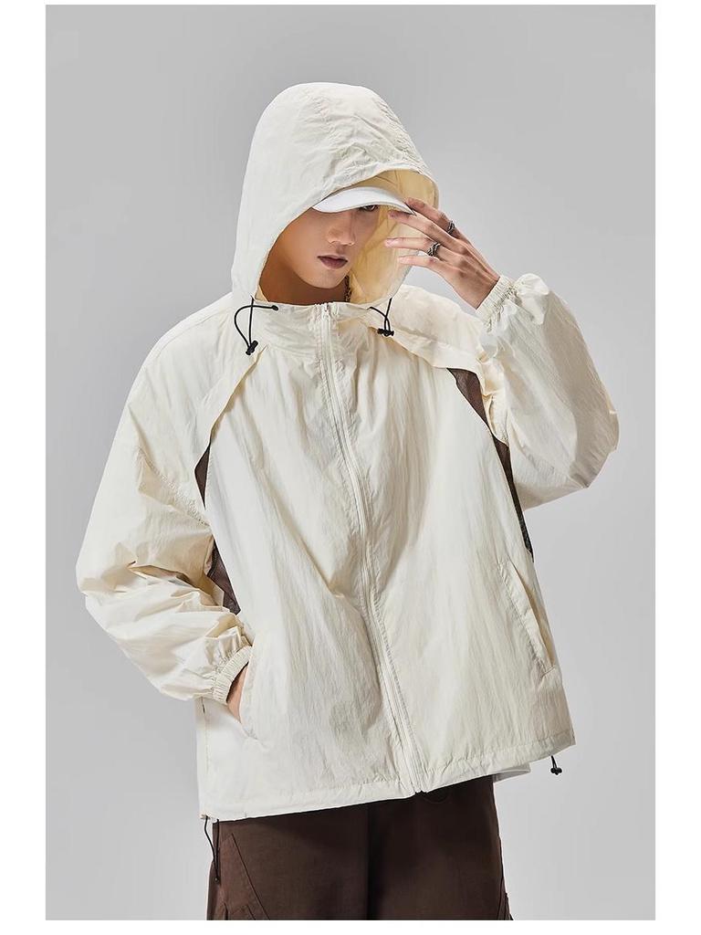 GURBAKS Men's Ice Silk UV Protection Hooded Jacket - Lightweight, Breathable, Summer Sun Protection