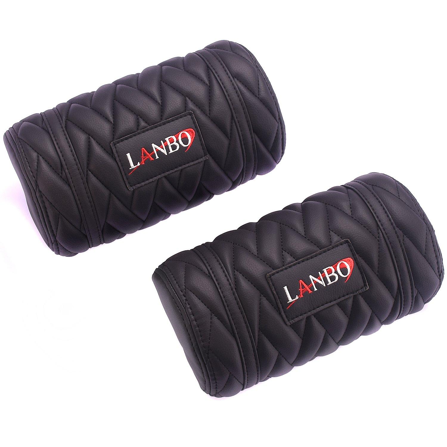 

LANBO NECK PAD TYPE LUXE (Set of 2) Black Leather with Black Stitching, Universal Neck Pad, LUXE-NP-BK