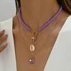 European and American personalized soft pottery necklace fashion coconut tree starfish flower pendant long necklace stacked collarbone chain