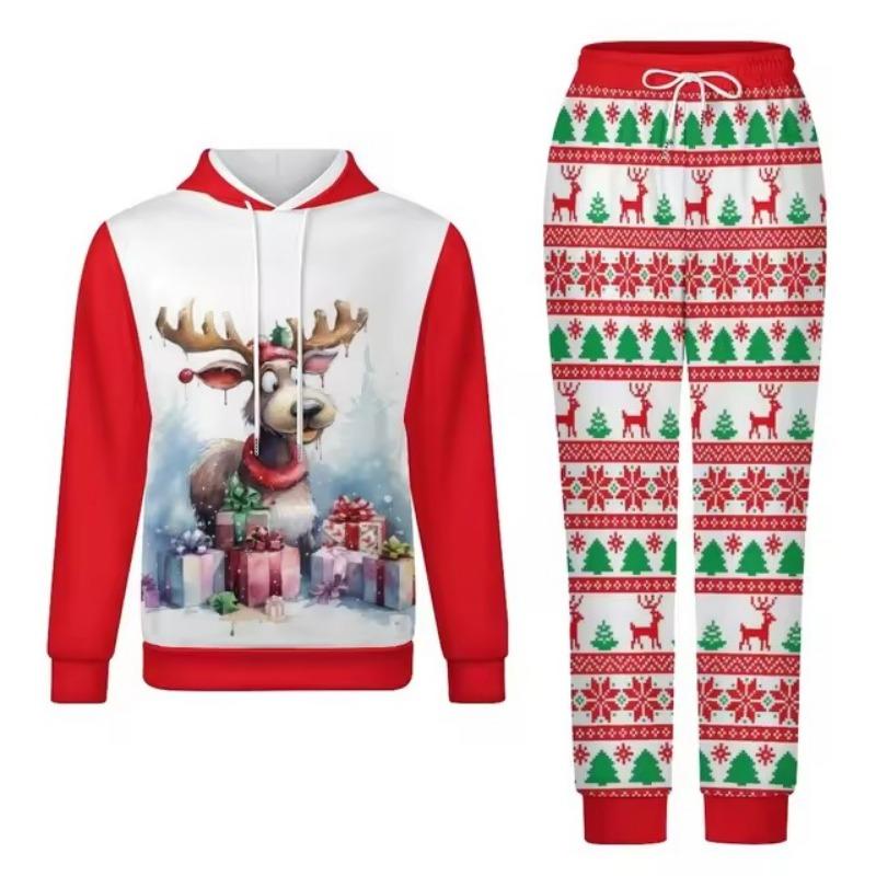 

Осень/Зима Мужская/Женская однотонная модная простая нерегулярная рождественская принтованная американская тенденция свободный повседневный теплый комплект с капюшоном 3XL