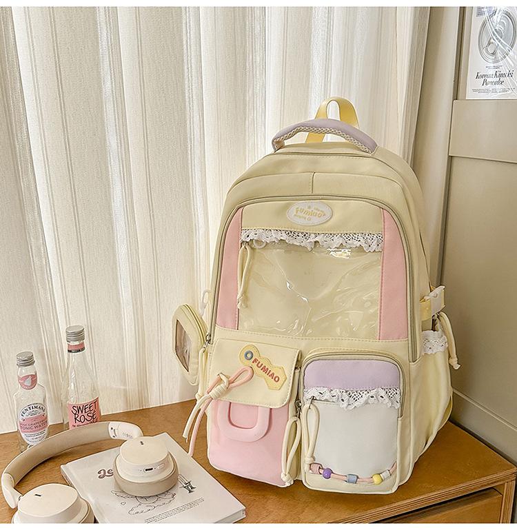 School bag, high value, large capacity, transparent and cute, junior high school student computer backpack, high school student backpack tide