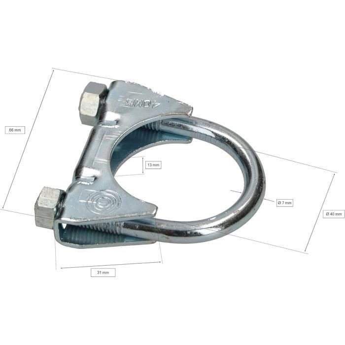 Colliers de serrage pour tuyau d'échappement - KOTARBAU - Lot de 2 - 40 mm - Acier galvanisé - Argent