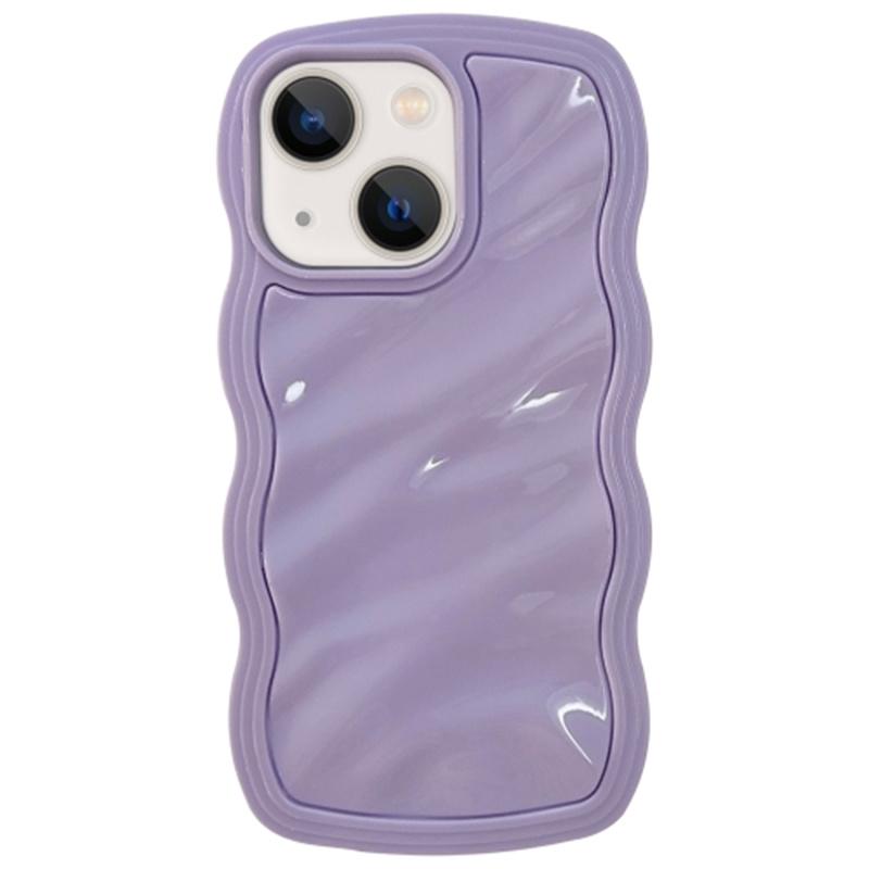 

For iPhone 15 TPU Case Wave Frame Water Ripple Mobile Phone Back Cover Purple