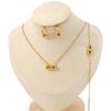 Gold-Plated Titanium Steel Jewelry Set: Necklace, Bracelet, Earrings with Geometric Zirconia - Luxurious and Versatile for Women