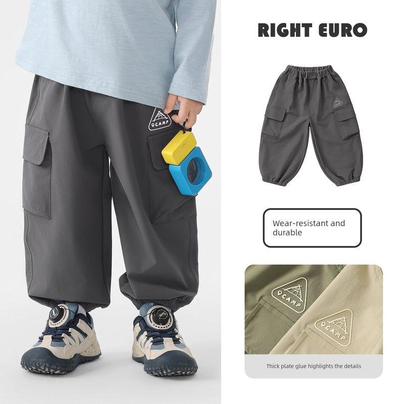 Right European Boys' Waterproof Cargo Pants Children's Casual Long Pants 2026 Spring New Children's Clothing Spring and Autumn Baby Pants