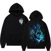 Anime Demon Slayer Water Breathing Print Black Hoodie Oversized Streetwear Sweatshirt Men Women Long Sleeve Top