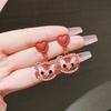 Fashion Temperament Sweet Flower Stud Earrings Women's Red Bow Flower Earrings Versatile Exquisite Daily Atmosphere Earrings