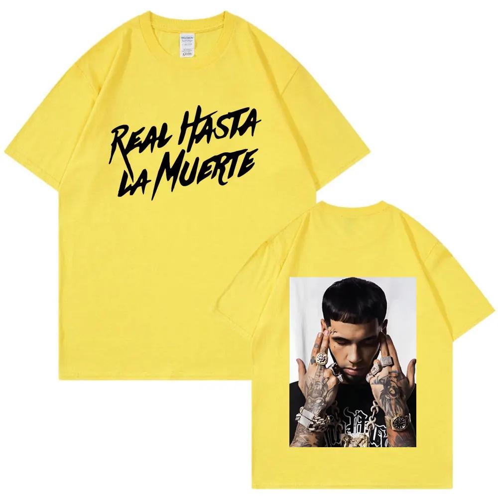Rapper Anuel AA Real Hasta La Muerte style casual Tshirt fashionable hiphop retro Tshirt suitable for Women