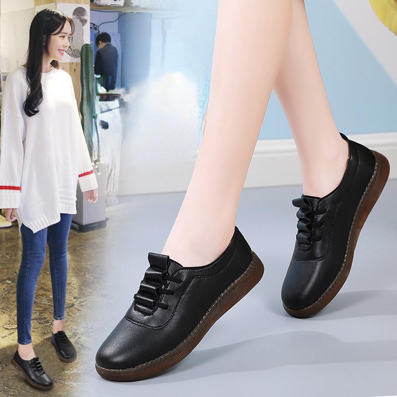 

модная женская обувь весна-лето сетчатая легкая дышащая кроссовки однотонная универсальная кожаная повседневная обувь Zapatos Mujer 41 чёрный