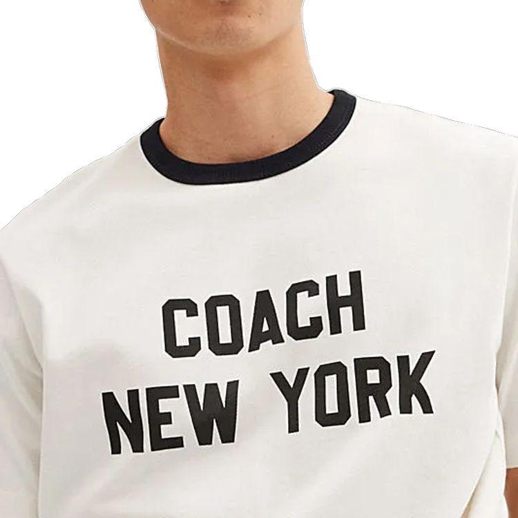 Coach Letter Logo Printed Round Neck Pullover Short Sleeve T-Shirt Unisex T-Shirts White CR132-WHT