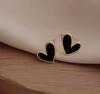 Wine Red Love Stud Earrings Female Temperament Niche Earrings Retro Little Peach Heart Earrings Ear Jewelry