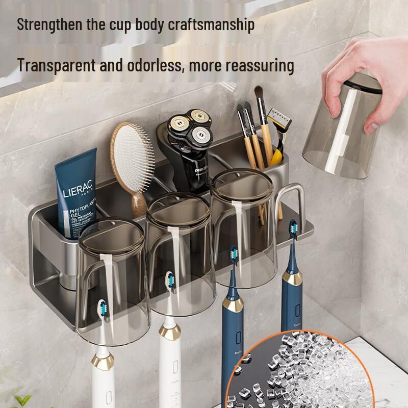 Wall-Mounted Toothbrush & Cup Holder