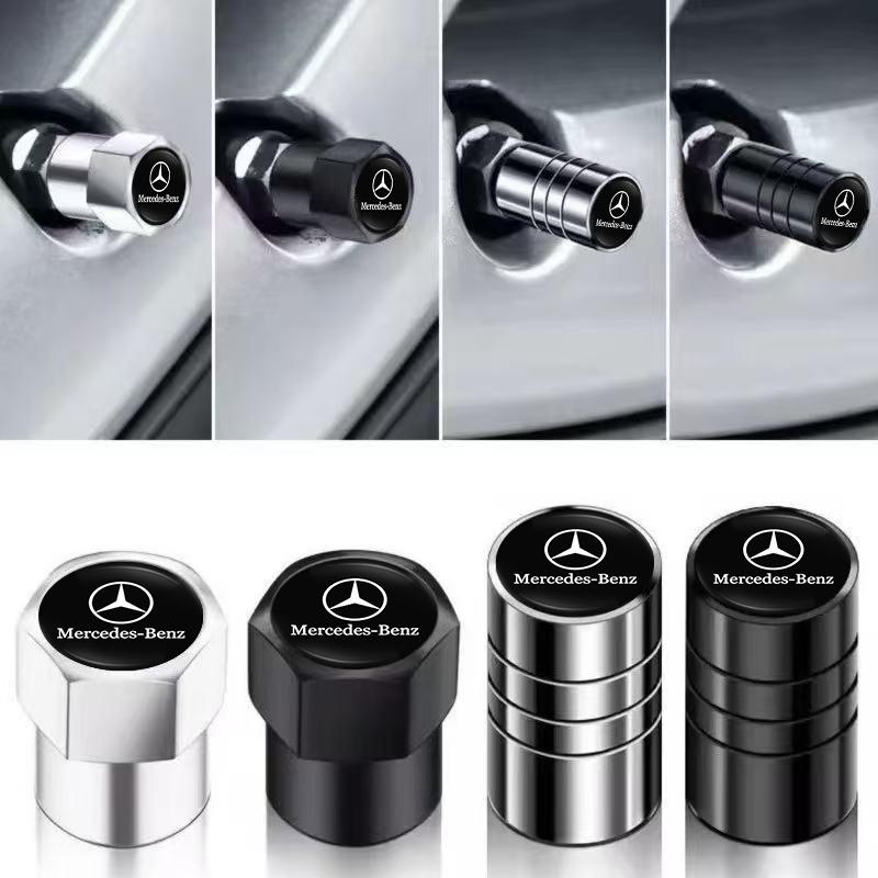 WAM3   4Pcs Car Tire Valve Cover Aluminum Alloy Car Wheel Tire Valve Caps For Mercedes Benz W210 W176 AMG CLS CLE CLA GLA GLB GLS Class