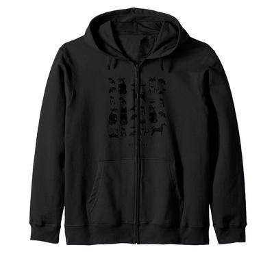 Cute Black Shiba Inu White Zip Hoodie (without Ink)