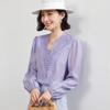 Mist Path French Elegant Lace Tencel V-neck Blouse