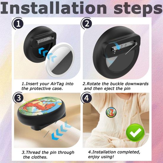 Silicone Protective Cover for Airtag Cartoon Decorative Holder Anti-Impact Case with Invisible