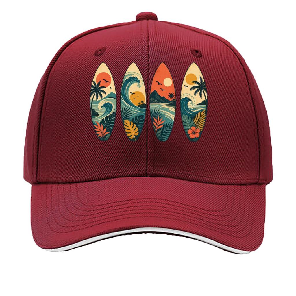 Retro Island Wave Silhouette Collect Sandwich Baseball Cap Sun Cap Outdoor Workouts Hat