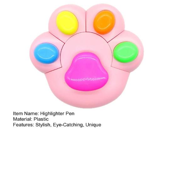 Cat Paw Highlighter Set Cute Animal Shaped Marker Pens for Note Taking