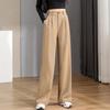 Women's 2025 High Waist Slim Fit Loose Draped Gray or Black Suit Pants for Spring and Autumn
