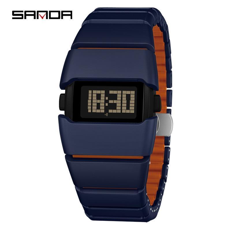 SANDA Luxury Men's Electronic Watch Creative Design Unique Watch Man Casual Sports Multi-functional Wristwatch LED Waterproof ABS Material