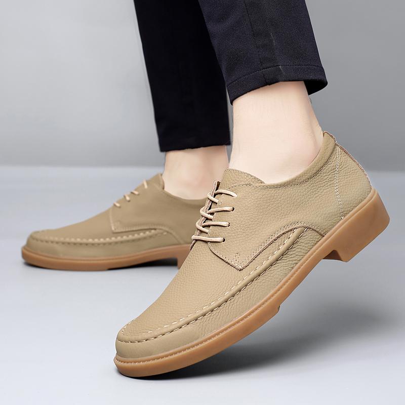 Fashion Fashionable Outdoor Men's Breathable and Non Slip Workwear Shoes High-quality Comfortable Lace Up Round Toe Casual Leather Shoes