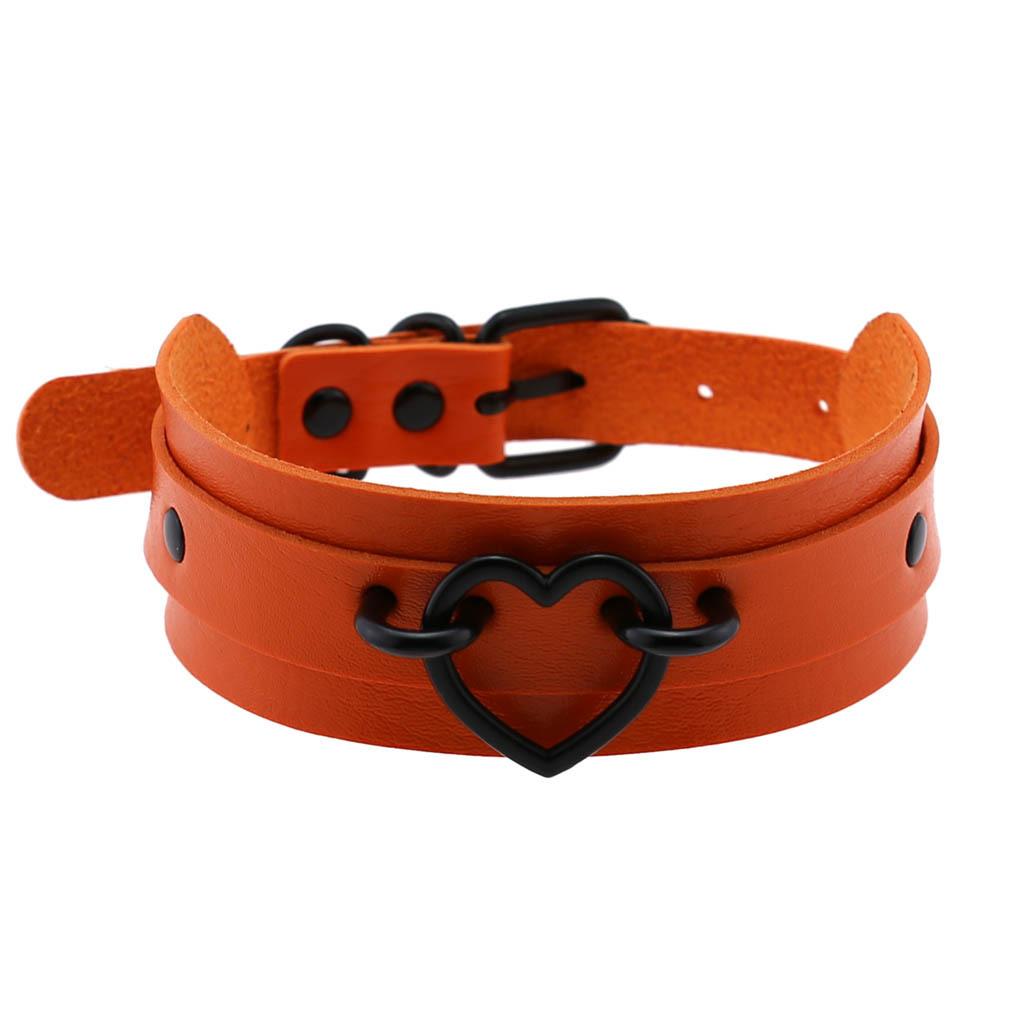 Trendy Sexy Punk Gothic Leather Heart Circle Choker Necklace Vintage Charm Women PU Collar Necklaces