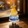 Kristallen Boom Bureauornament Handgeblazen Glas Kerstbeeldje, Mini Tafelbladornamenten Kerstornament, Handgemaakte Bureau Feestdecoratie Decoratief