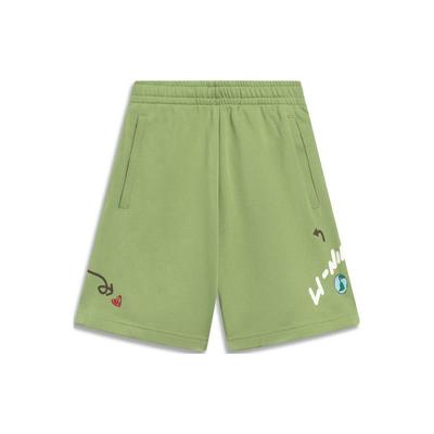 Li Ning Sports Lifestyle Series Fashion Print Letter Knitted Relaxed Shorts Women Shorts Aip-Green AKSU698-3