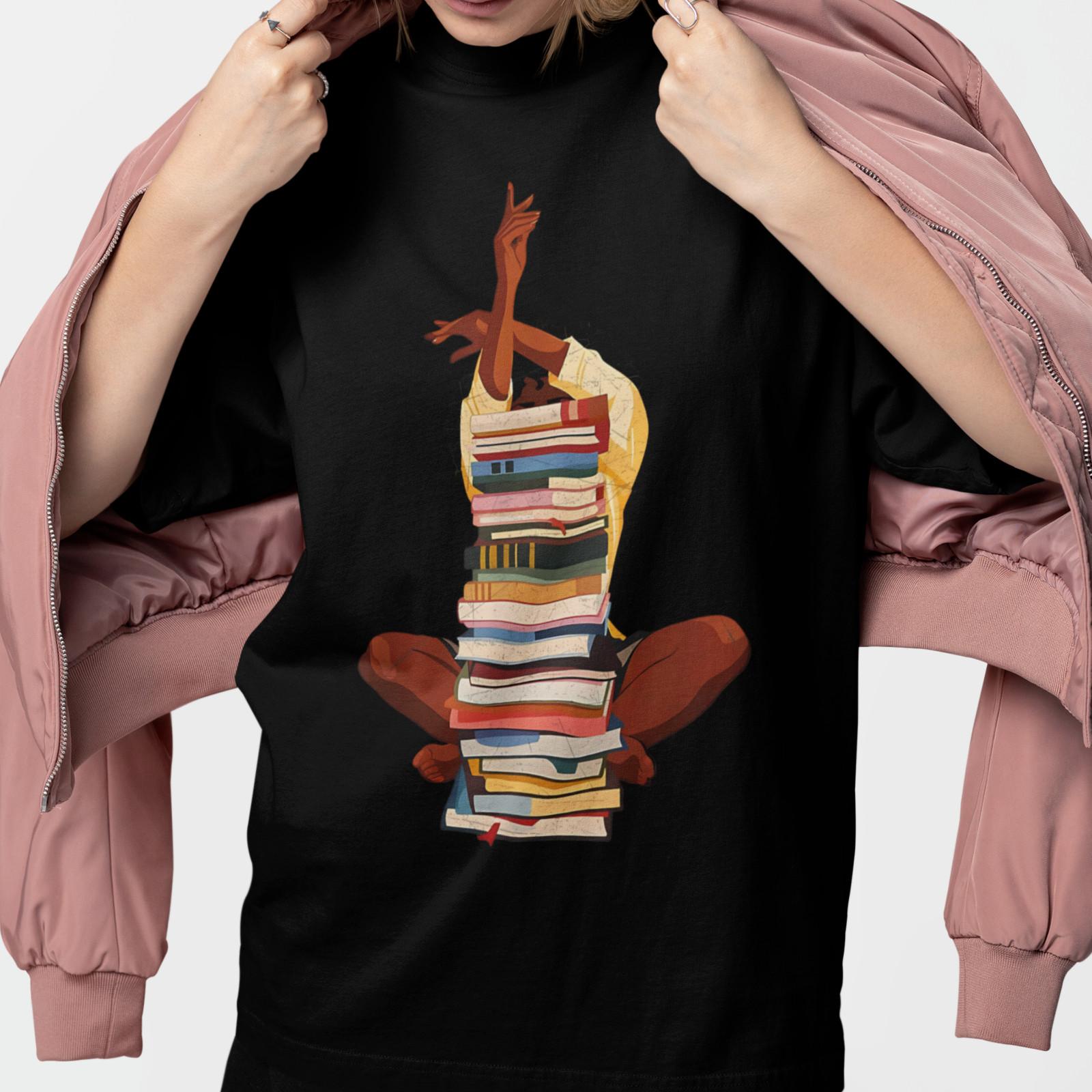 Book Lover Shirt Reading Meditation Yoga Book Stack Aesthetic Unisex Tee S