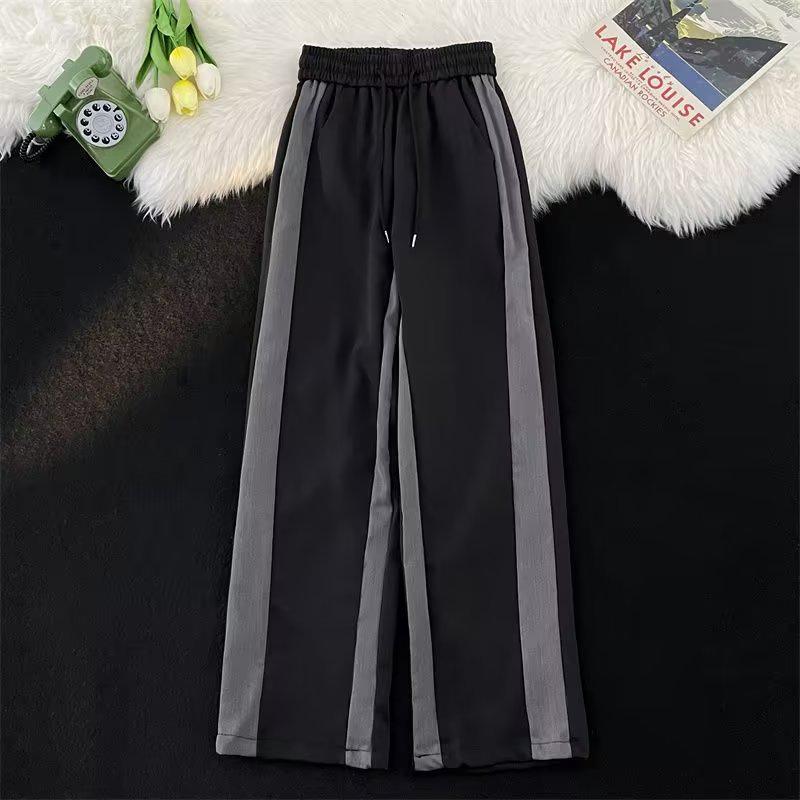 

Мужские ретро повседневные джоггеры с цветными блоками и полосками, широкие штанины 2XL чёрный