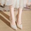 Champagne Waterproof Table High Heels Female Bride Bridesmaid Shoes Two Wear Thin Heels Light Mouth Single Shoes Can Be Worn Daily