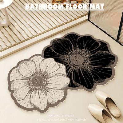 2 alfombrillas de baño antideslizantes de lujo con diseño de rosas y flores dobles que absorben el agua.
