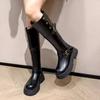 Long Women Flats Platform Knee High top Winter Designer Motorcycle New Trend Fashion Walking Mujer for Adult Women
